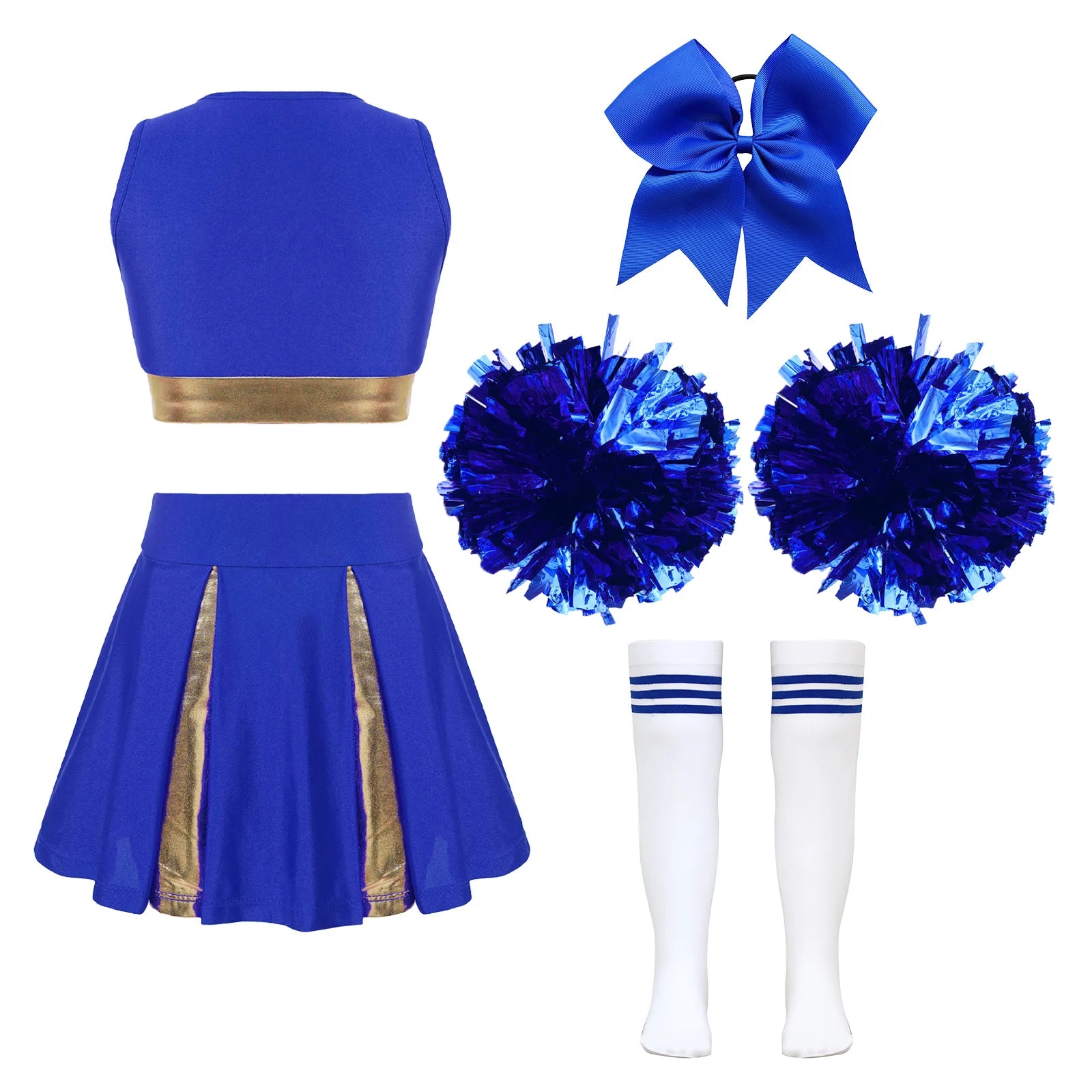 Kids' Girls Cheerleader Outfit Set Cheerleading for Birthday Cheer Uniform Costume - alternate view 2