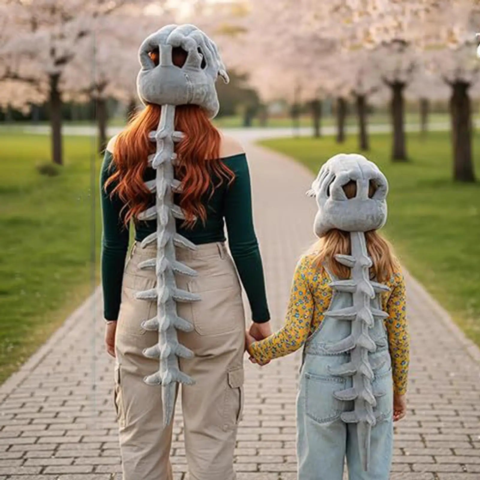Funny Dinosaur Skeleton Headpiece Wearable Plush Costume Hat Soft Dino Skull Toy For Adults Kids Boys Girls - product image 1