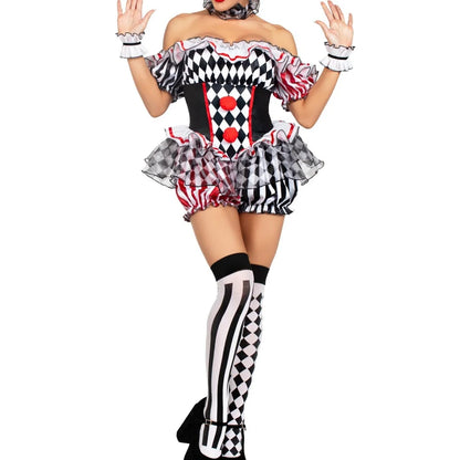 Women's 5-Piece Circus Clown Halloween Costume Set