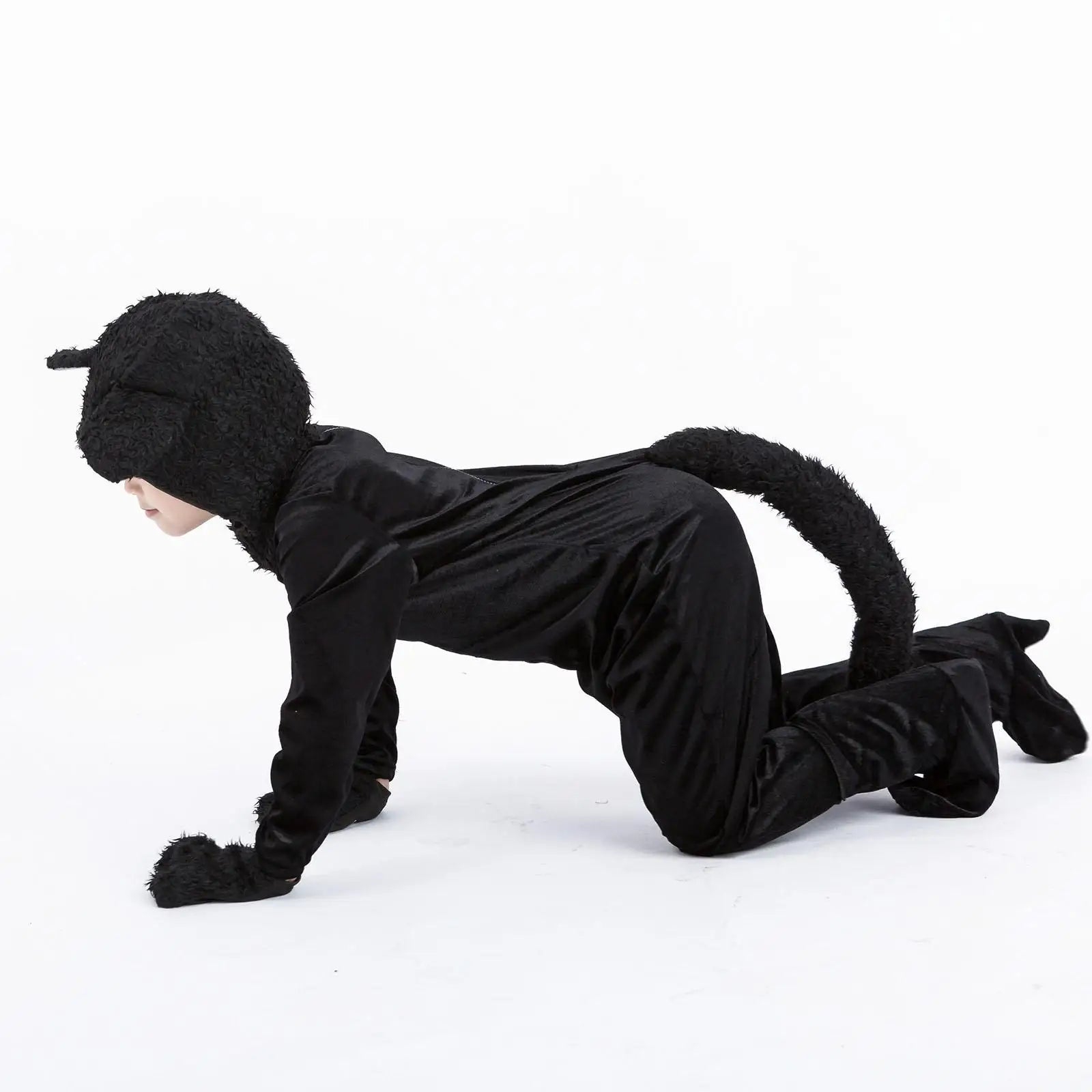 Kids Black Cat Costume – Jumpsuit, Gloves & Foot Covers