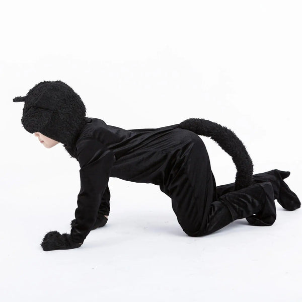 Kids Black Cat Costume – Jumpsuit, Gloves & Foot Covers