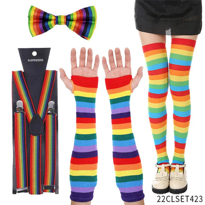 Clown Costume - Nose Wig Bow Tie Shoes Headband Gloves Hat Stockings and Vest Dress Up - 17 / One Size