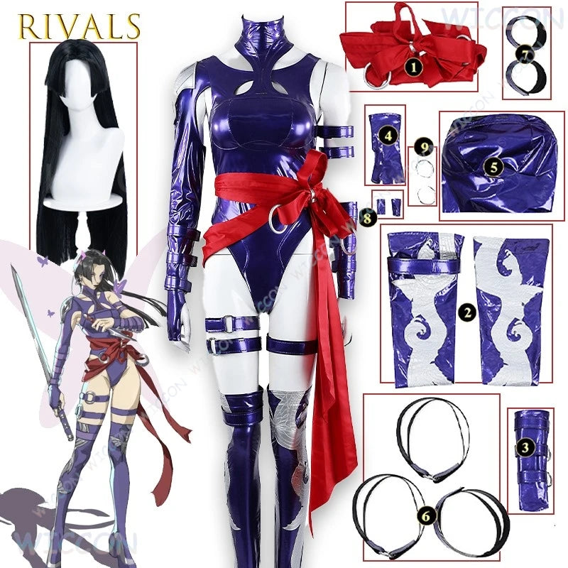 Uniform / Halloween Uniform Purple Rivals Psylocke Official Costume Women Game Character - suit wig / XS（old）