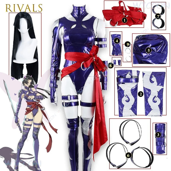 Uniform / Halloween Uniform Purple Rivals Psylocke Official Costume Women Game Character - suit wig / XS（old）