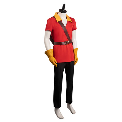 Gaston Costume Shirt Top Pants Gloves Belt Full Outfits Boys Men Adult Halloween Disguise - Male / L