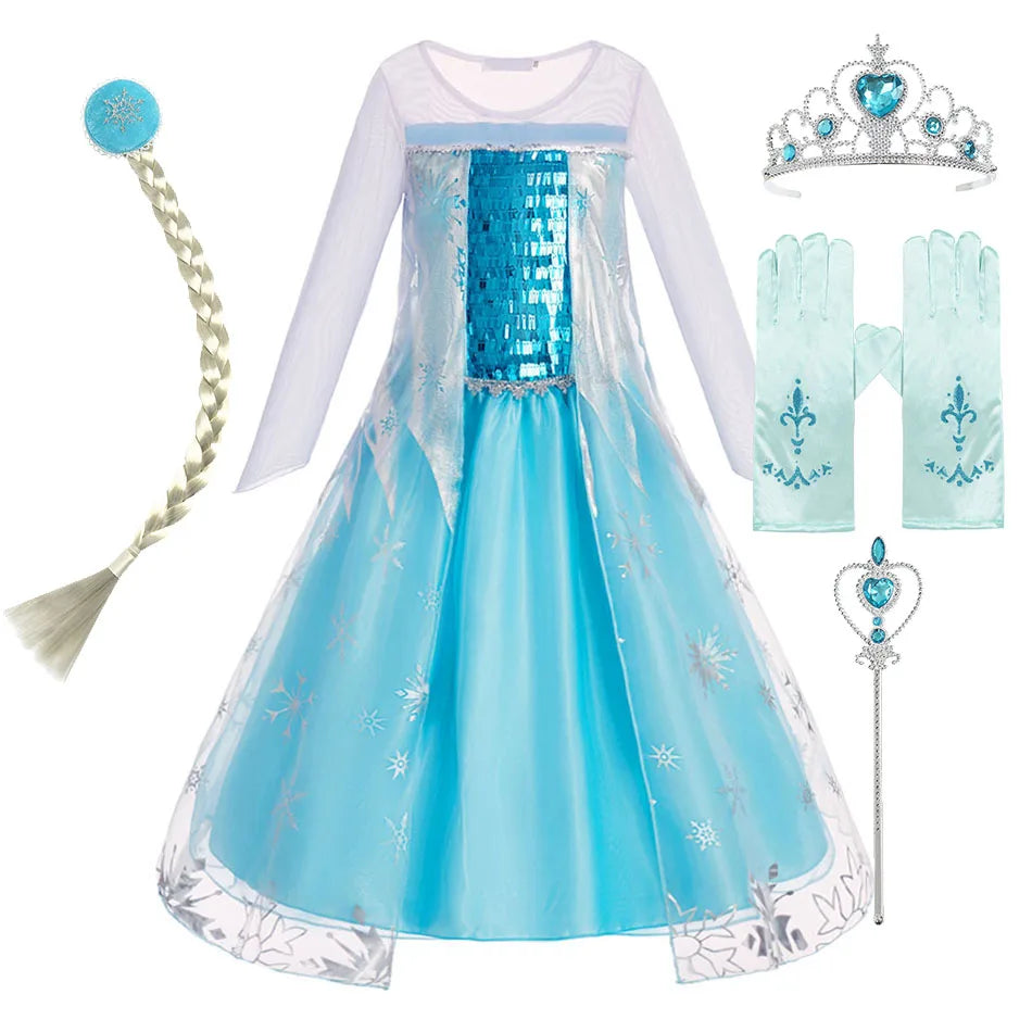 Ice Queen Princess Halloween Costume for Kids - Blue Sequin - product image 7
