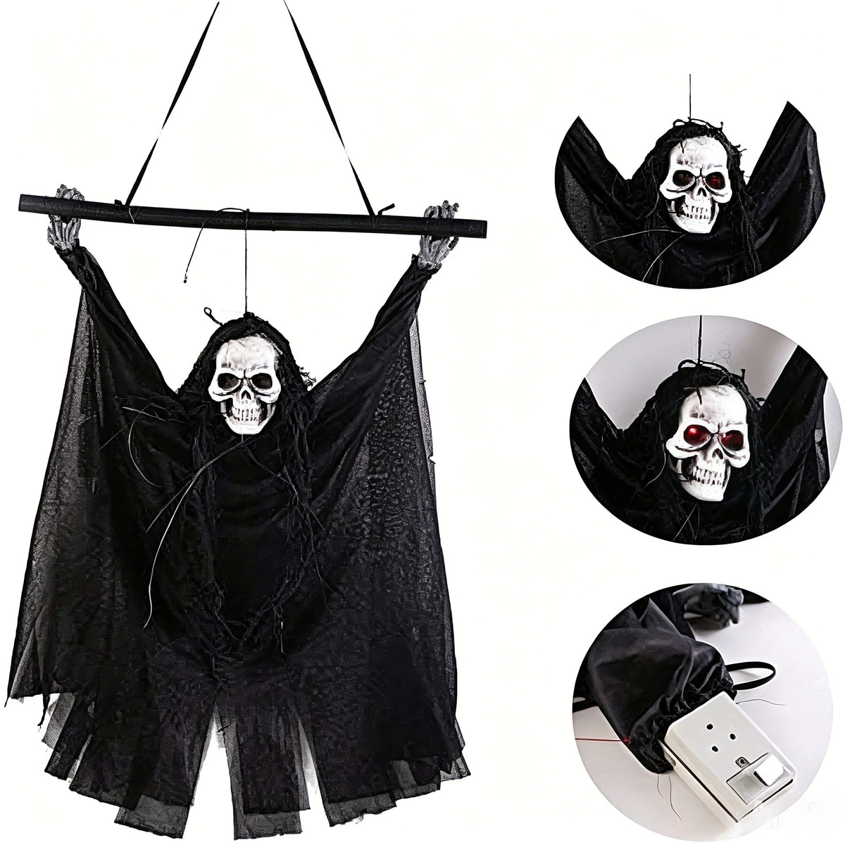 Light-Up Skull Hanging Ghost Halloween Decoration - product image 6