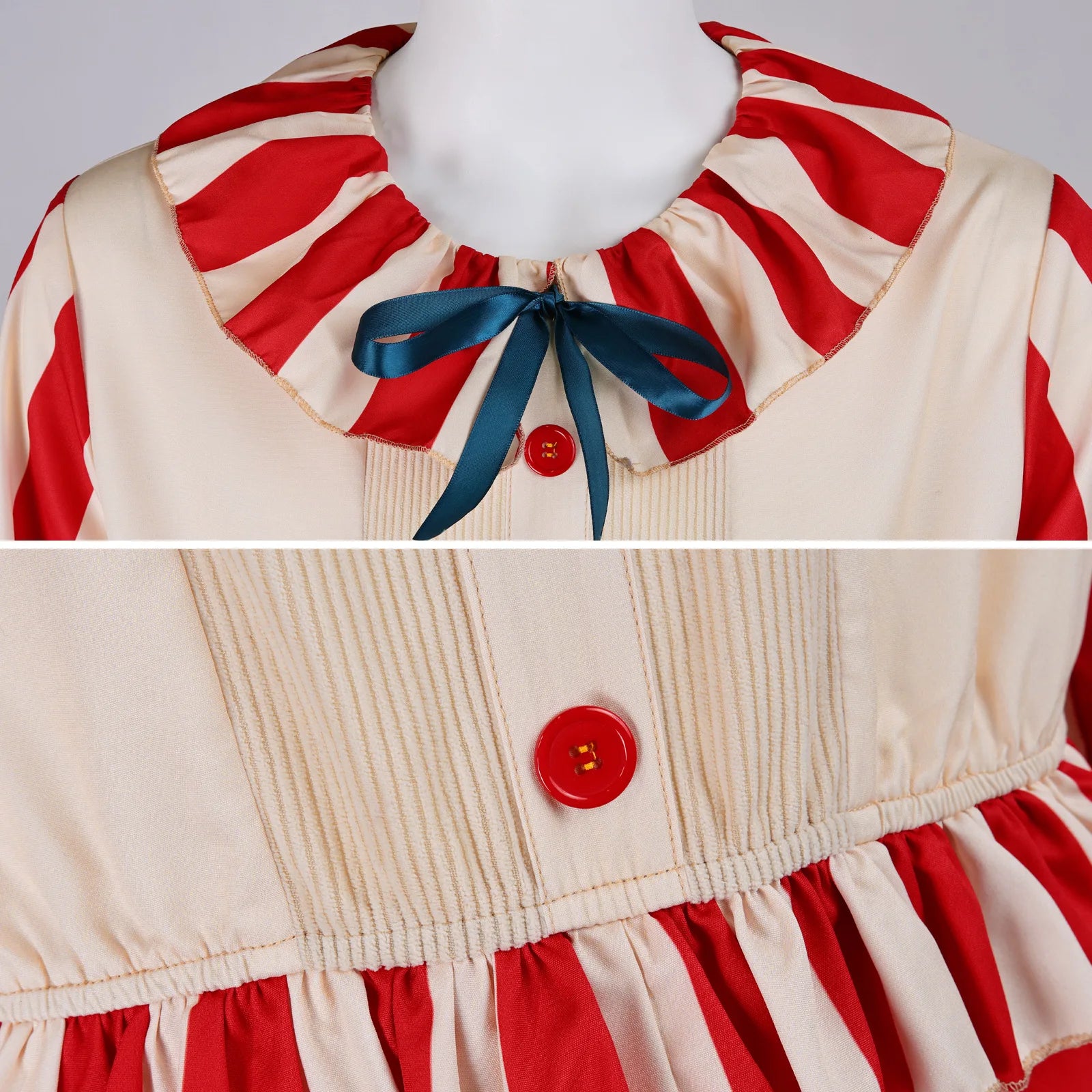Movie Clown Costume Adult Men Red Striped Jumpsuit Halloween Horror Joker Outfit - Size / XS