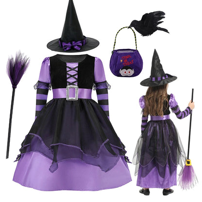 Halloween Vampire Costume for Kids Girls Devil Witch Gothic Ghost Bride Clothes Demon Bride Queen Cosplay - product image 1