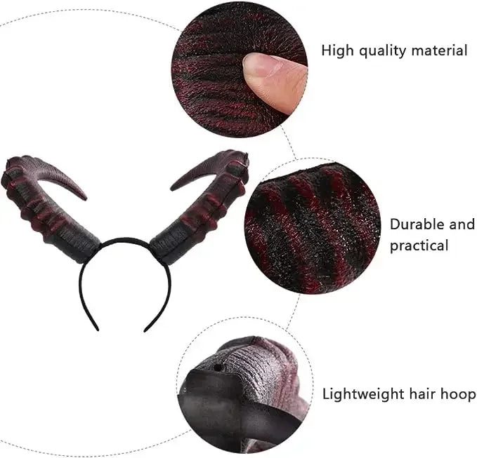 Black Demon Horn Headpiece Women Gothic Devils Sexy Animal Ox Horns
