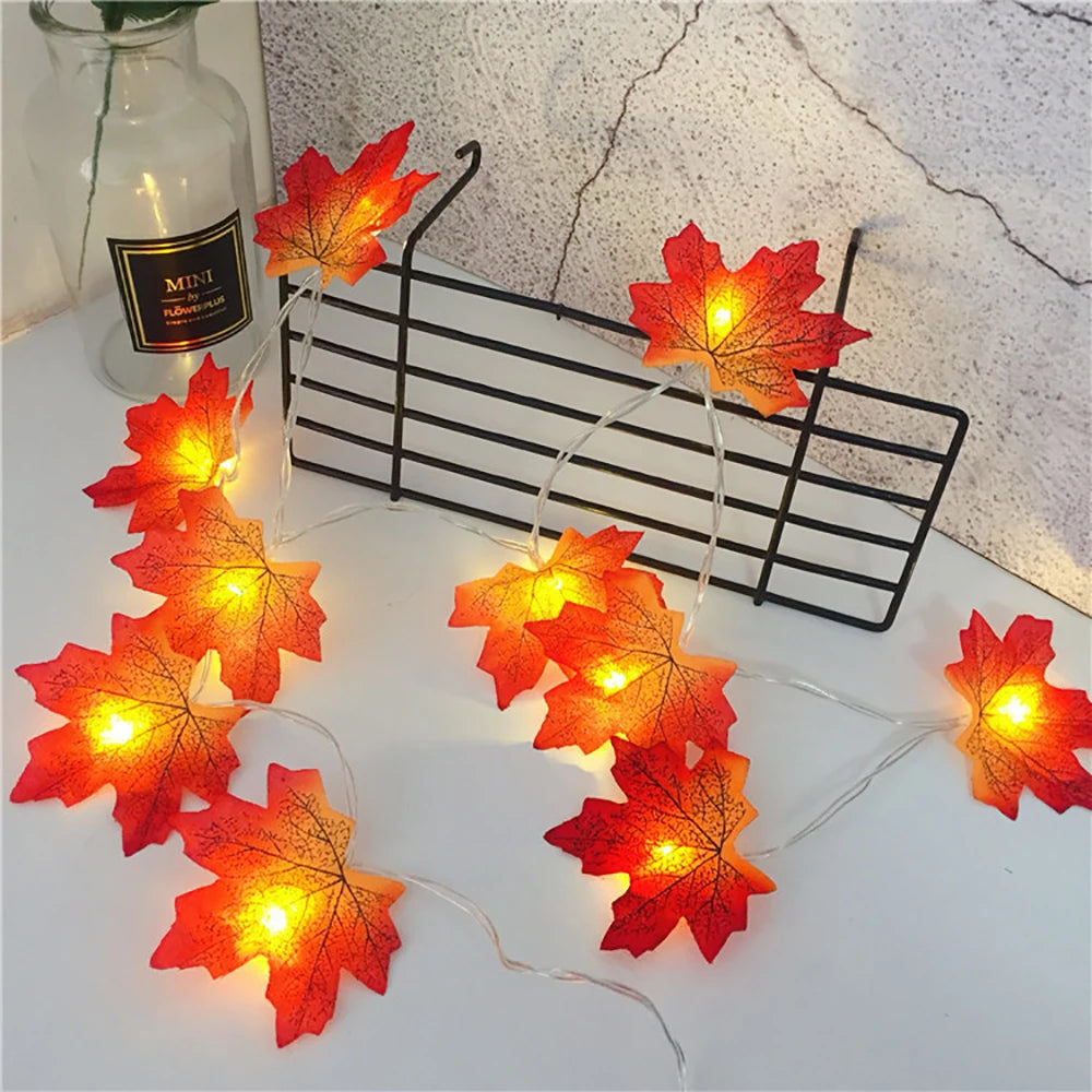 2/3/6M Halloween LED Lights String, Artificial Maple Leaf Lantern - product image 4