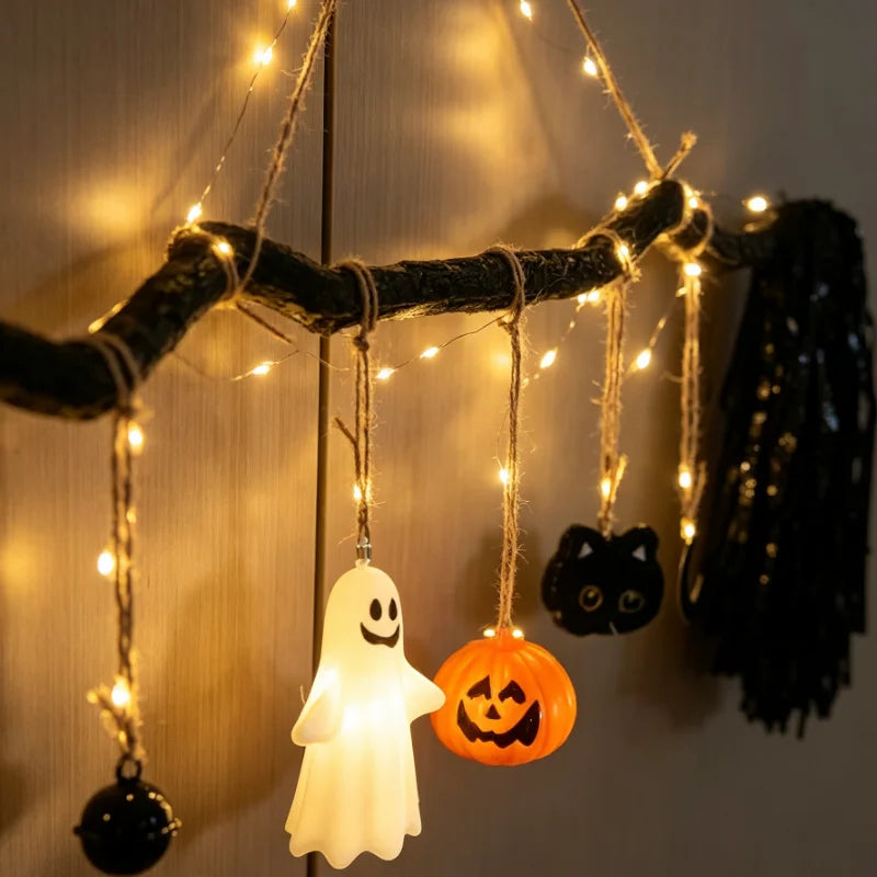 Luminous Witch Broom Halloween Glowing Door Hanger Spooky Decoration Festive - product image 1