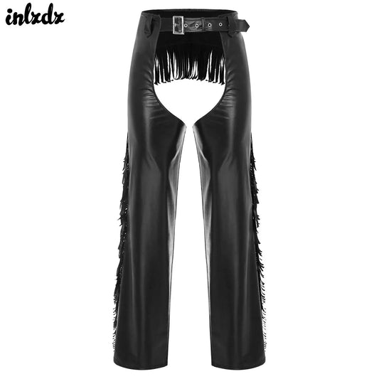 Men's Cowboy Western Show Chaps Motorcycle Faux Leather Costume