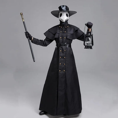 Halloween Medieval Hooded Robe Plague Doctor Costume Mask Hat for Men Monk Costume - Costume No Accessory / XXL