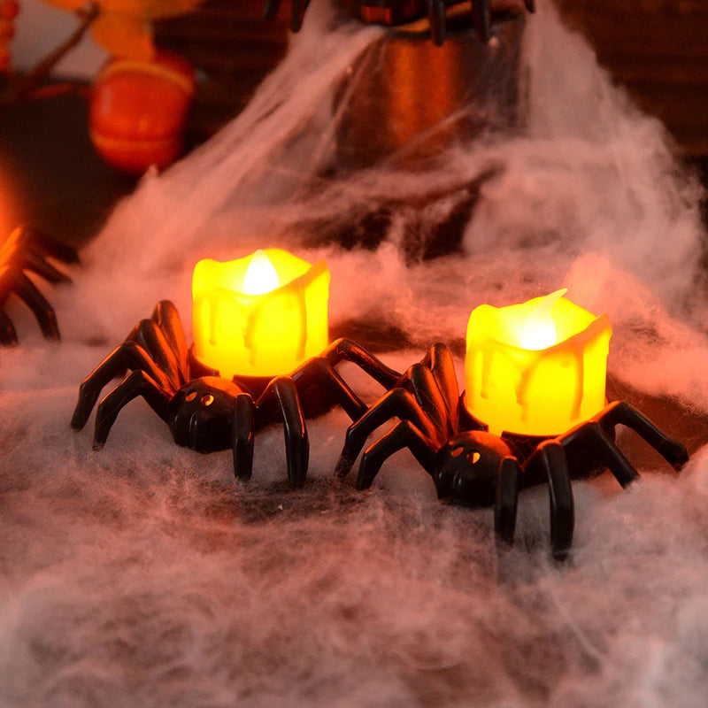 LED Spider Halloween Candle Lights – 1–10 Pack