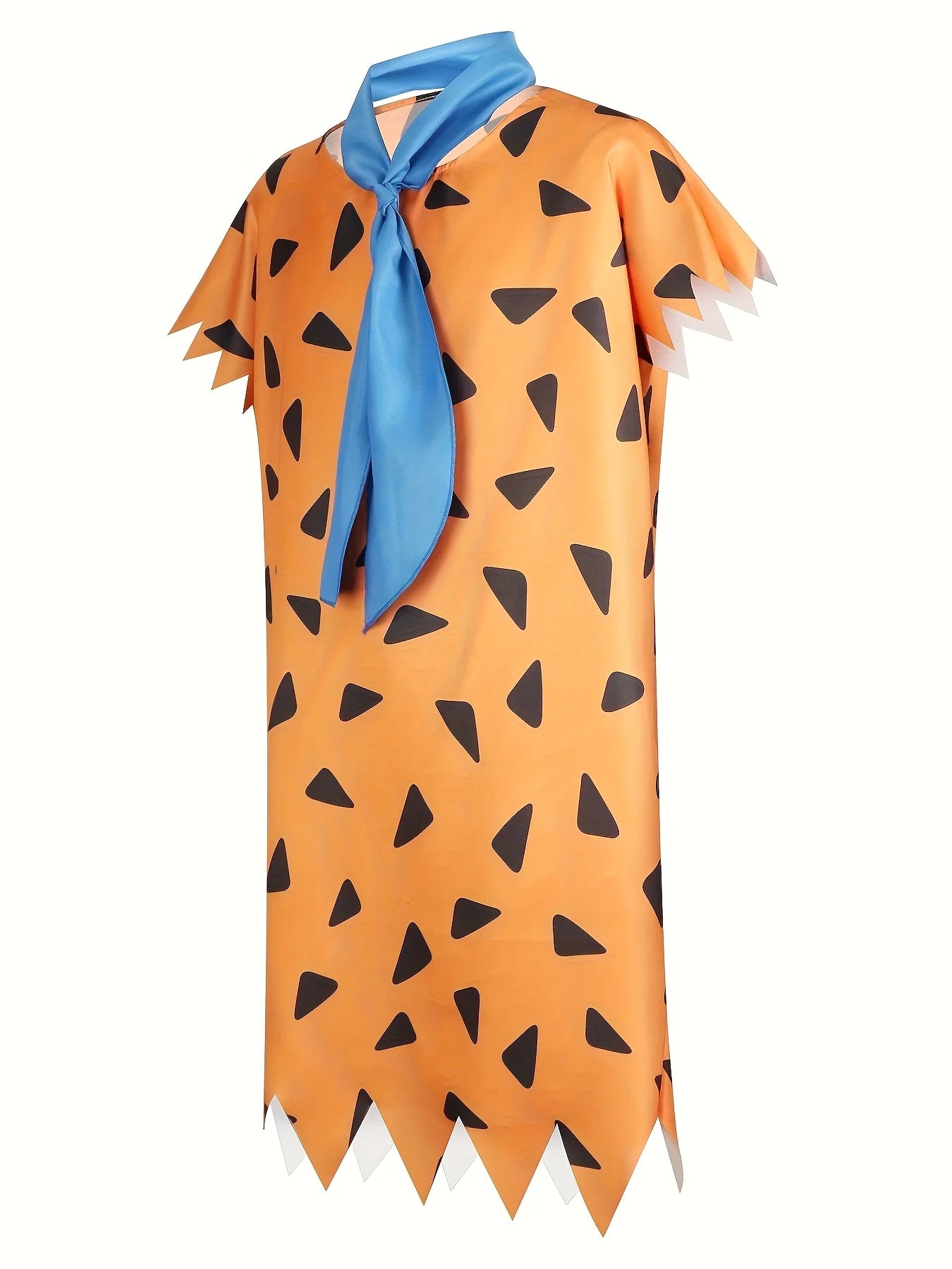 Adult Flintstone Costume Men's Caveman Fred Costume Flintstone Tunics Halloween Outfit - Orange / XL
