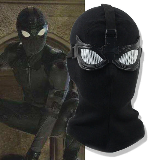 Superhero Peter Parker Spider Mask Costume Stealth Suit Black Helmet Halloween Costume - black