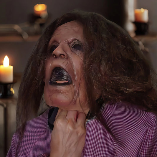 Halloween Lady Mask Realistic Old Man Mask Creepy Human Latex Masks Scary Screaming - Old Lady Mask