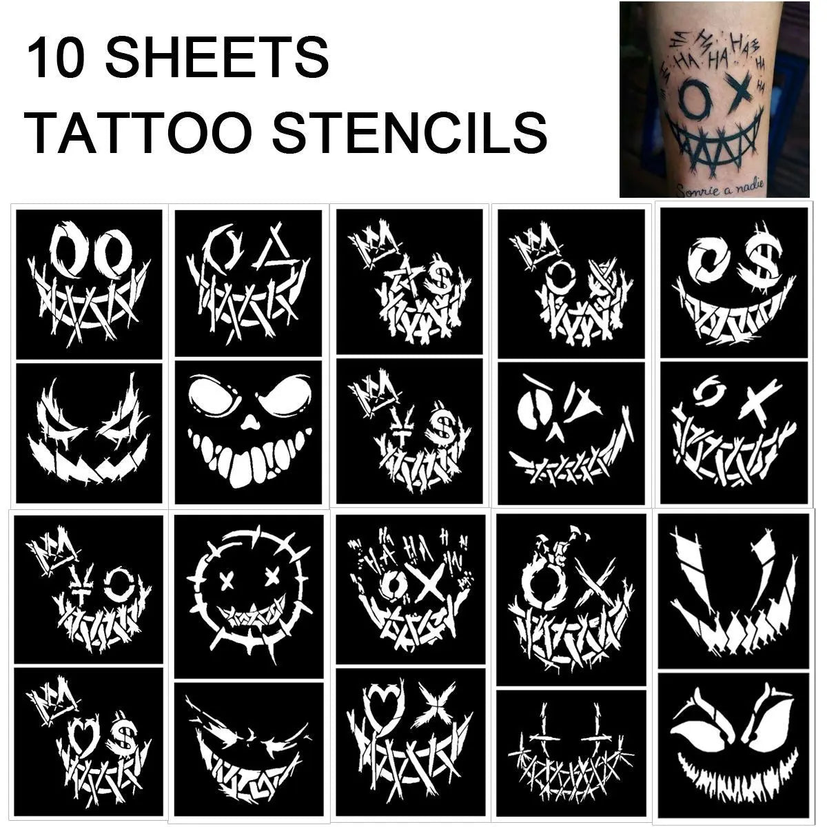 Clown Tattoo Template DIY Body Painting Template Family Tattoos and Costume and - View 6