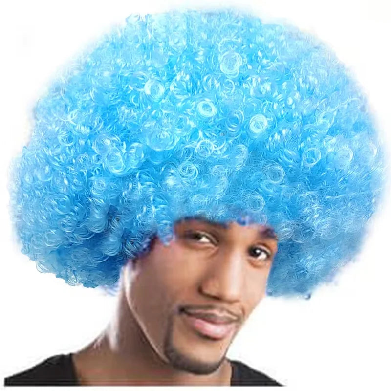 80s Clown Wig Afro Puff Synthetic Halloween Costume Anime Fancy Costume Accessory - Green