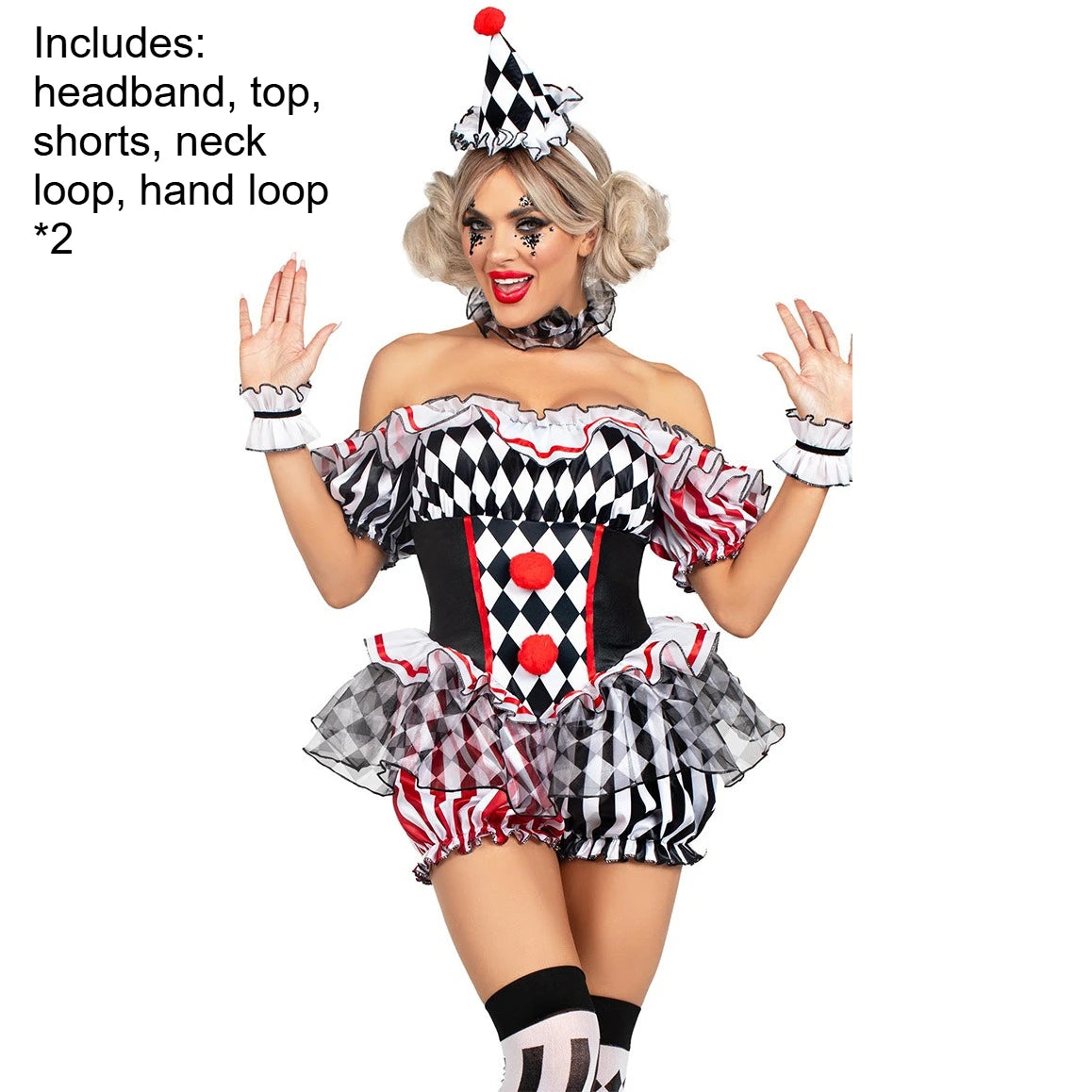 Women Clown Costume Circus Performance Outfit Uniform Halloween Jester Dress Theater Stage - Clown-2 / XL