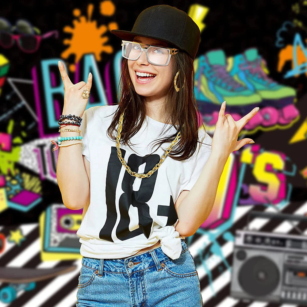 80s 90s Costume Outfit Set Big Gold Chain 80s/90s Rapper Accessories Glasses