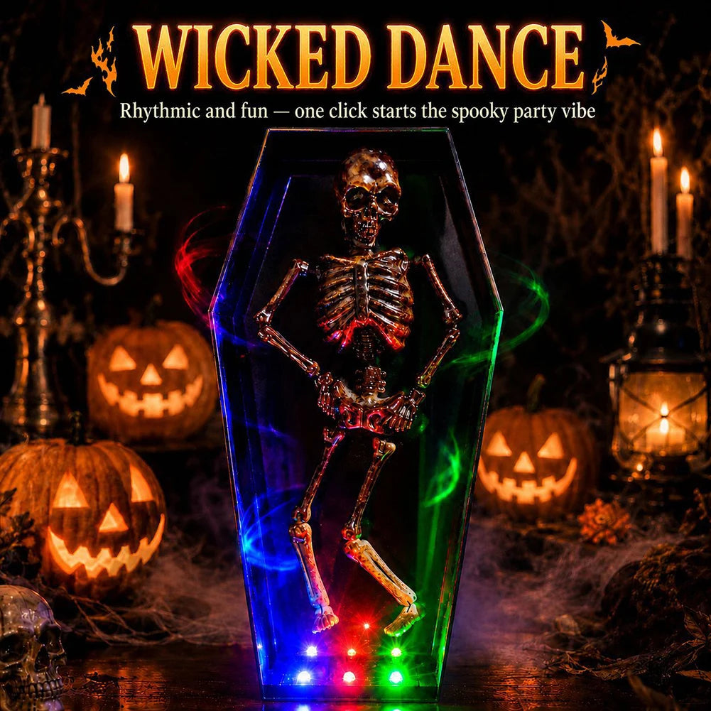 Halloween Coffin Dancing Skeleton Toy Ornament, Halloween Dancing Skull With - product image 2