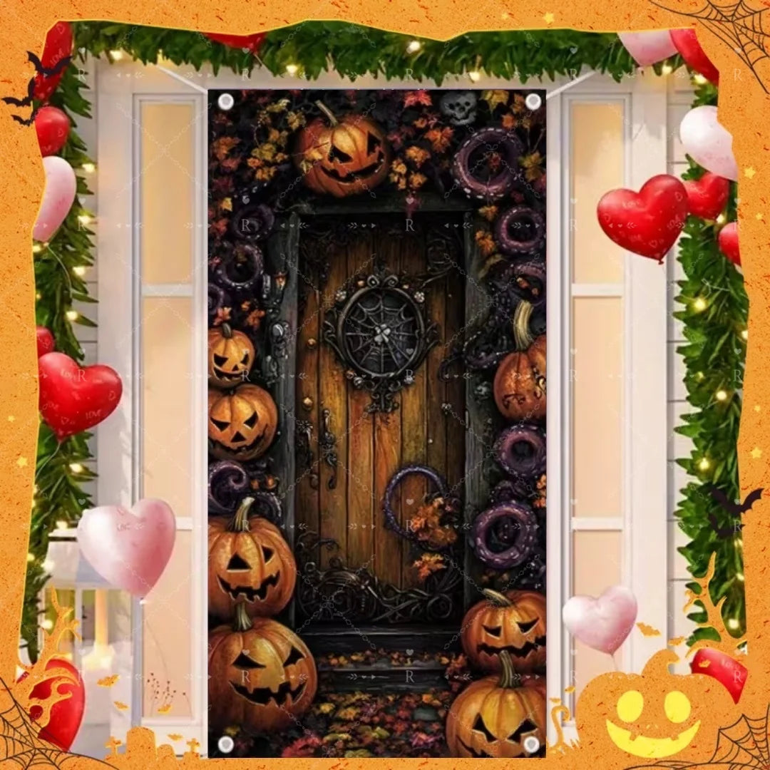 Happy Halloween Decor Door Cover Banner Horror Night Castle Bat Ghost Pumpkin - product image 7