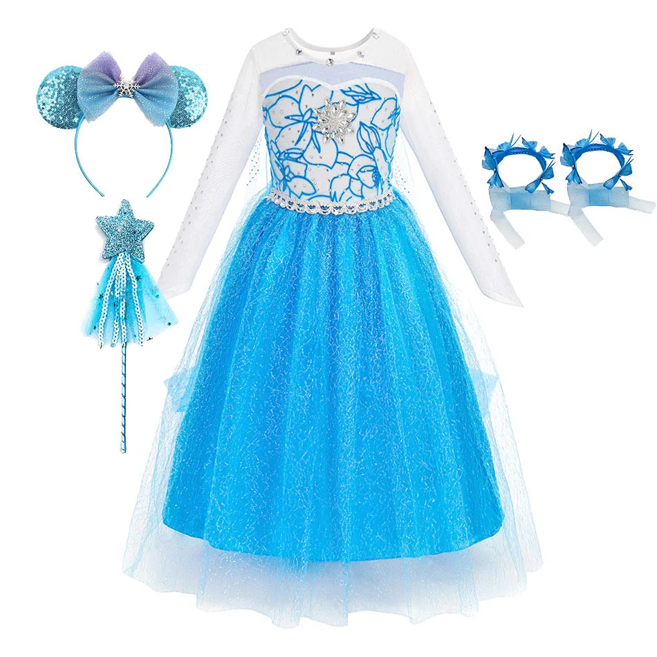 Ice Queen Princess Halloween Costume for Kids - Blue Sequin - product image 8