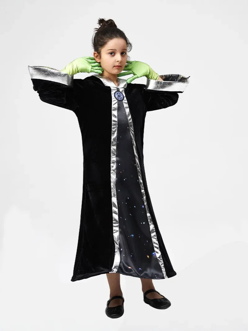 Alien Costume Memune Exclusive Boy Unisex Deep Space Lord Scary Halloween Theme Fancy - black / Kid L