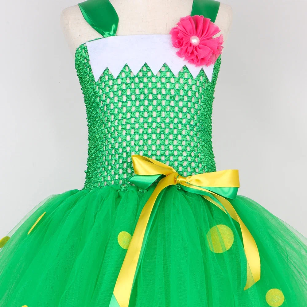 Green Dragon Dinosaur Costume Kids Fancy Tutu Dress with Wings Toddler Girls Halloween Animal Dress Up Clothes - product image 6