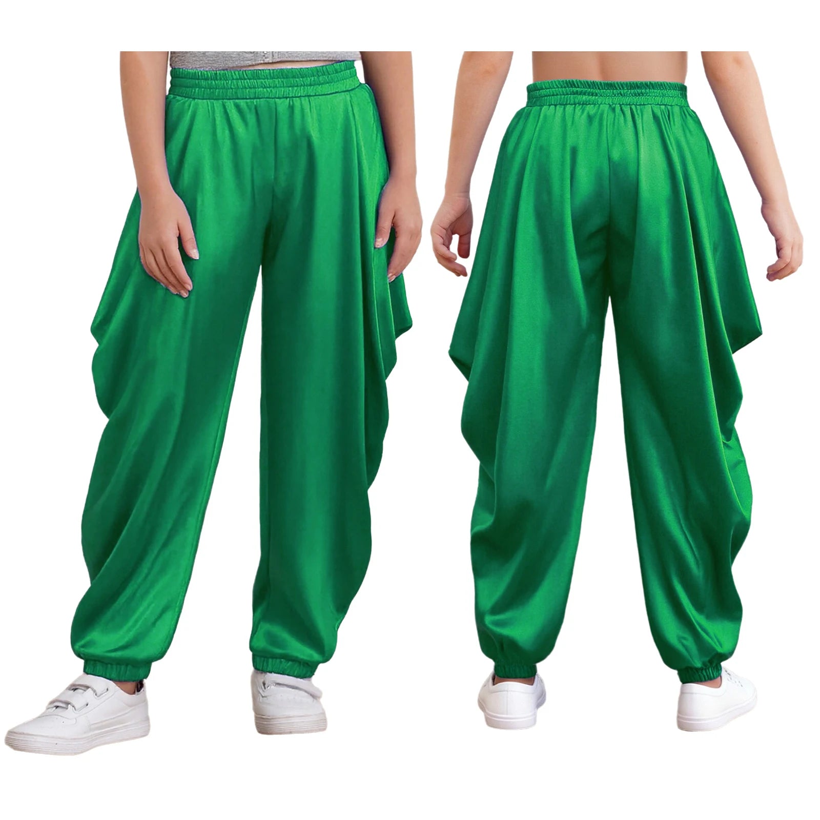 Kids' Arab Prince Satin Dhoti Pants Elastic Waistband Loose Baggy Trousers Costume - alternate view 9