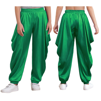 Kids' Arab Prince Satin Dhoti Pants Elastic Waistband Loose Baggy Trousers Costume - alternate view 9