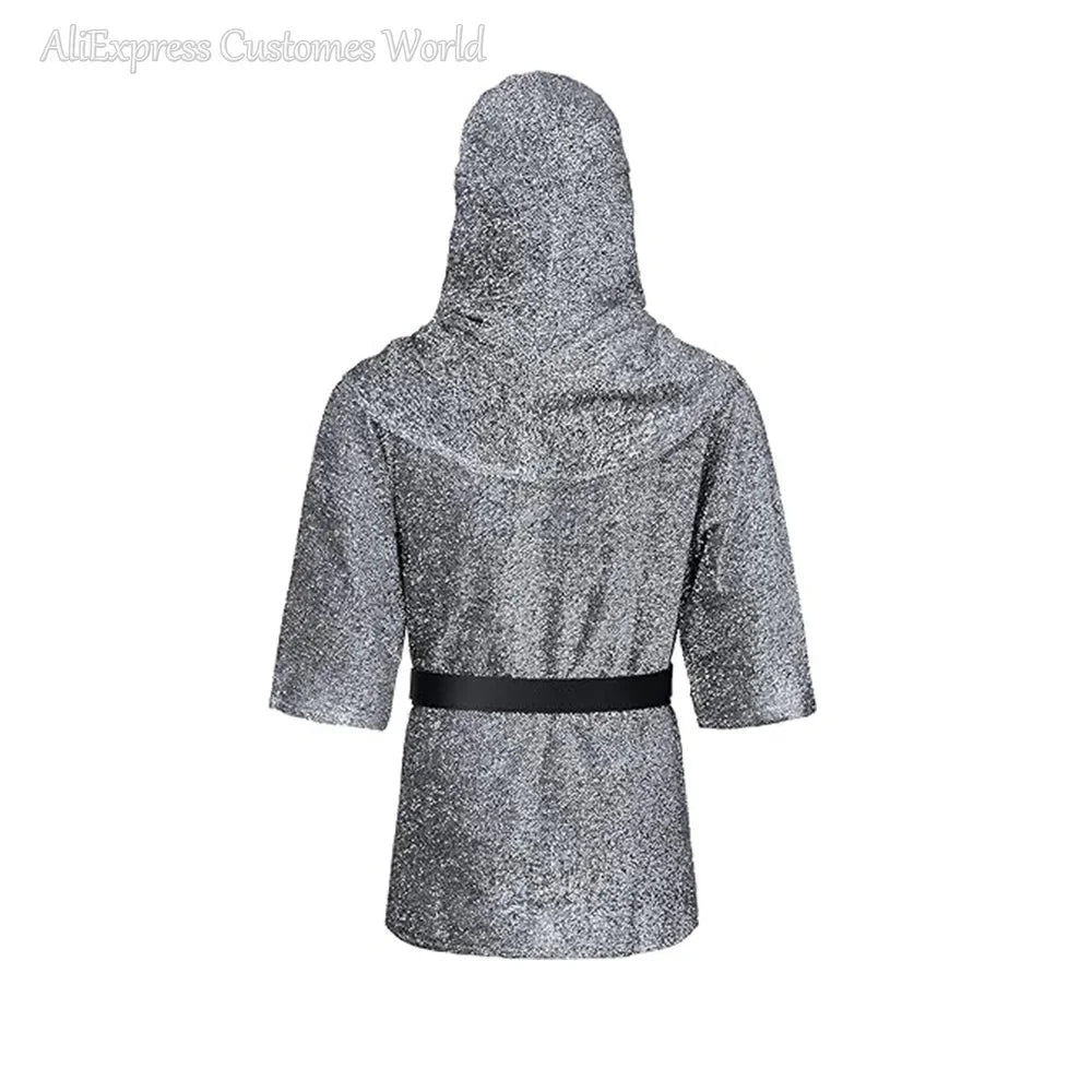 Renaissance for Men Outfits Armor Tunic Coif Cowl Crusader Costume Medieval Noble Knight - Hats Shirt Belt / S