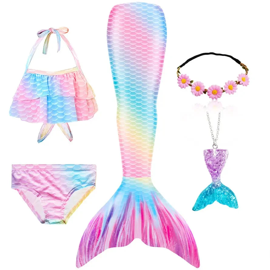Mermaid Princess-Inspired Tail Memaid Swimsuit Bikini Bathing Suit Costume Girls Can