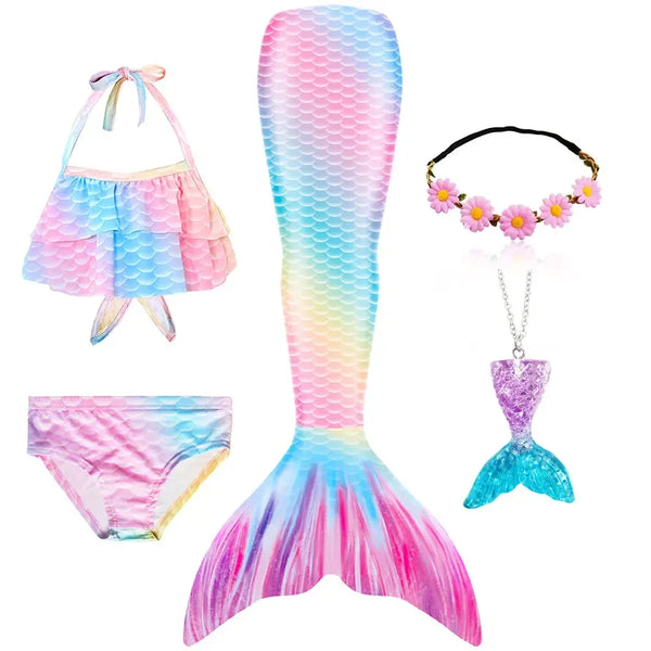 Mermaid Princess-Inspired Tail Memaid Swimsuit Bikini Bathing Suit Costume Girls Can