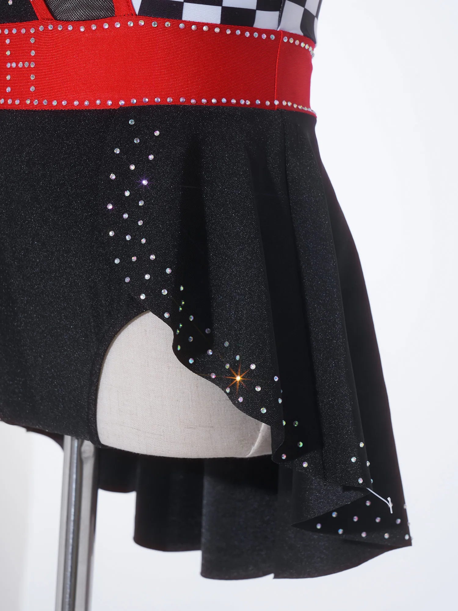 Girls Halloween Circus Clown Performance Costume Rhinestones Ballet Dance Gymnastics - Black / 12