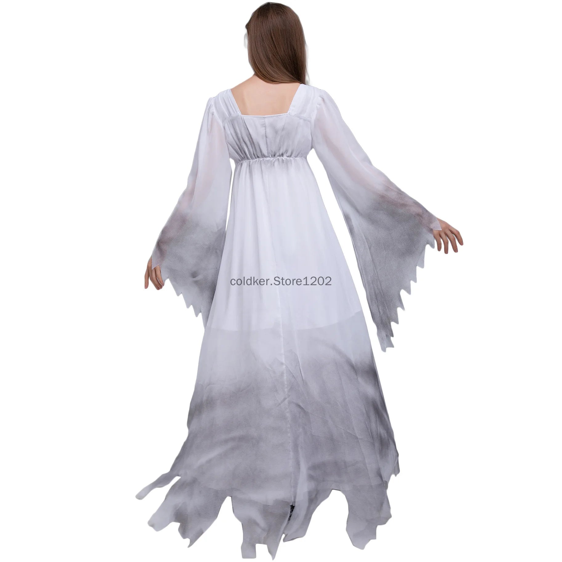 Adult Women Gossamer Ghost Bride Costume Dress White Gothic Victorial Scary - product image 2
