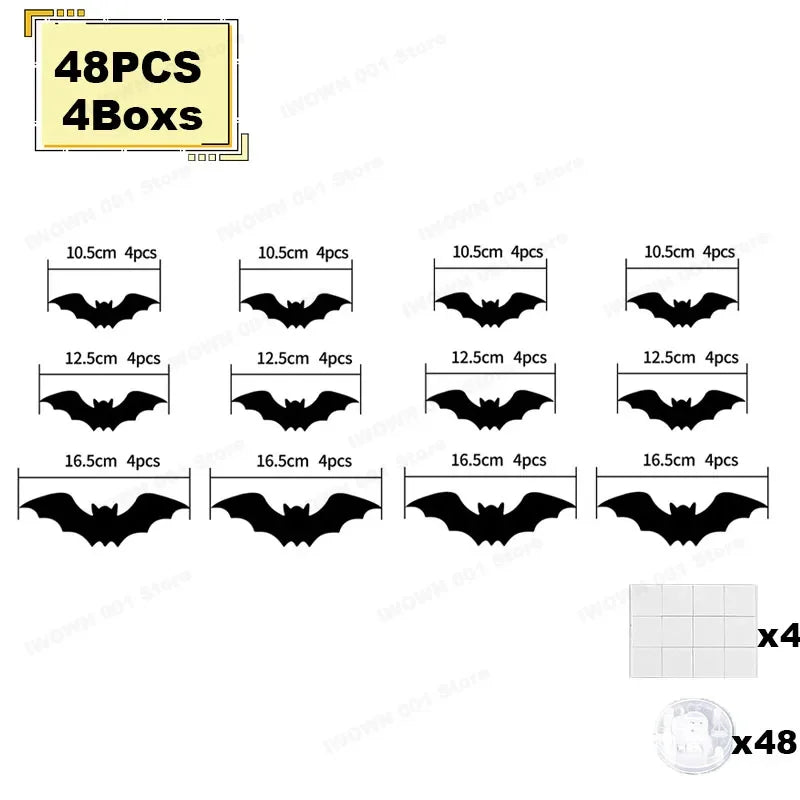 3D Bat & Spider LED Halloween Wall Night Light - Spider-9PCS-1Box 1