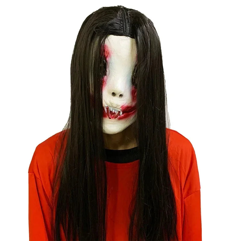 Halloween Horror Face Mask Toy Props for Men and Women's Costume Bar Accessories Escape - White pointed mask