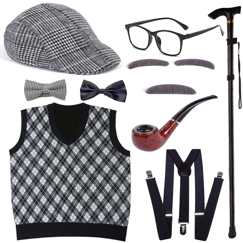 Halloween Costumes 100 Days of School Old Man Costume Accessories Grandpa Costume Outfit - View 6