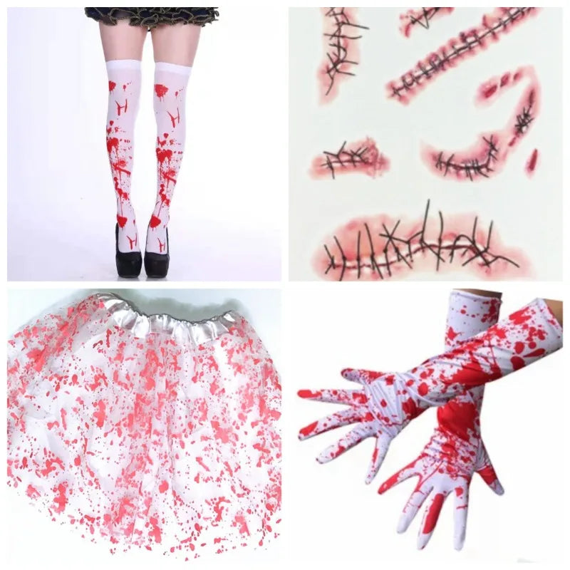 Women's Bloody Tutu Costume Kit – Skirt, Gloves & Halloween Accessories