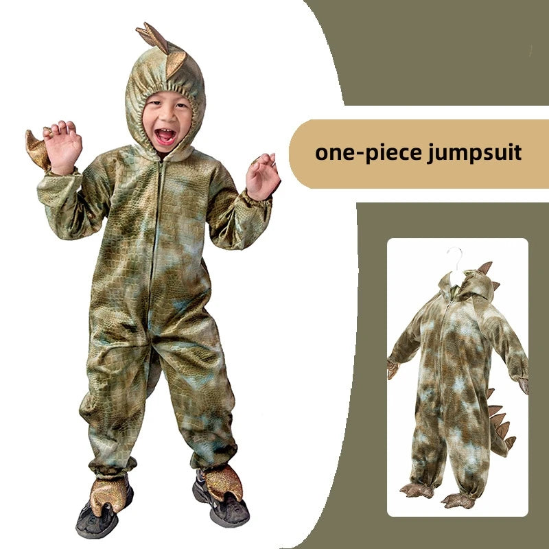 Cute Dinosaur Costume Tyrannosaurus Rex Cartoon Hooded Bodysuit Halloween Stage Animal Play Clothes Party - product image 4