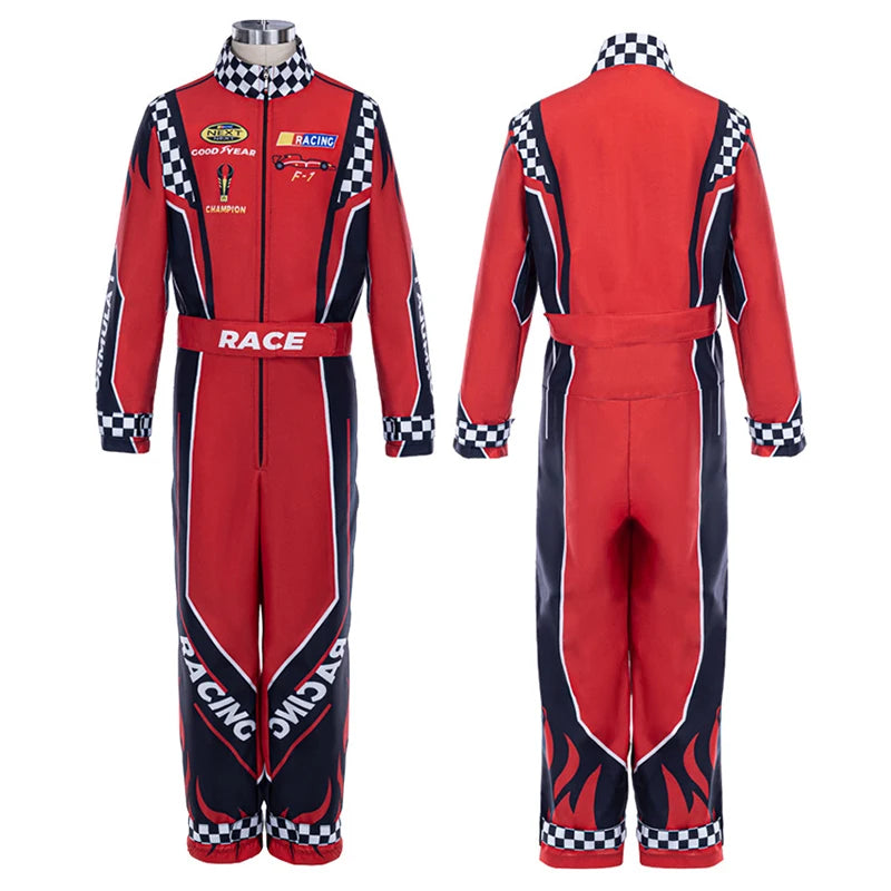 Adult Kids Racer Cosplay Costume Red Classic One-Piece Training Racing Uniform Suit Children Men Karting - product image 3