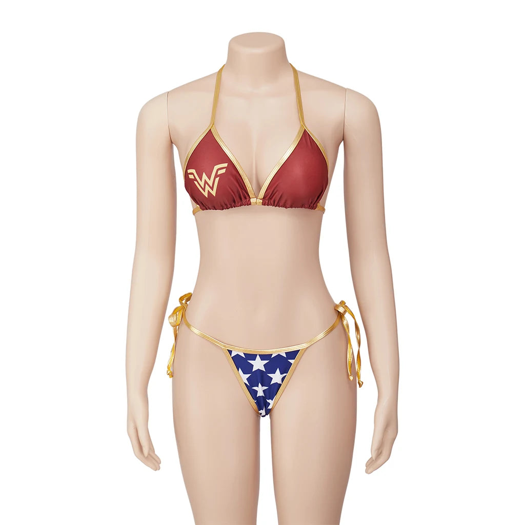 Women's Superhero Movie Wonder Sexy Halter Neck Lace Bikinis Costume - alternate view 3