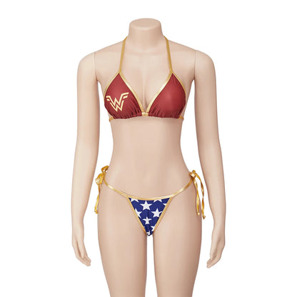 Women's Superhero Movie Wonder Sexy Halter Neck Lace Bikinis Costume - alternate view 3