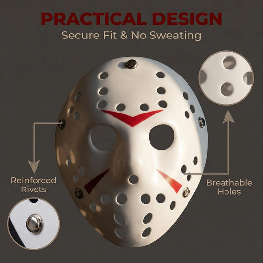 Horror Hockey Style Mask Scary Full Face Costume Mask for Adults Halloween Costume and - Khaki