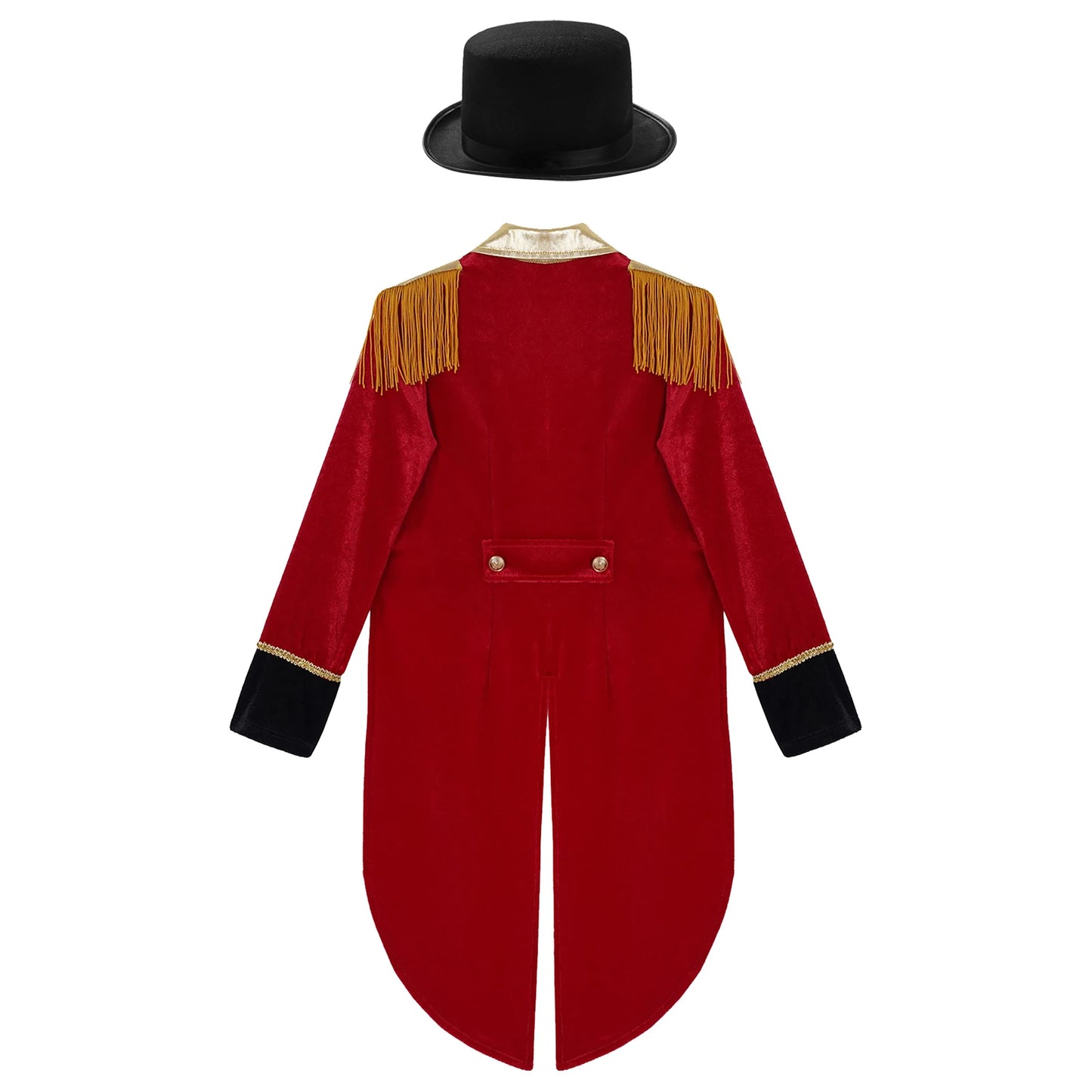 Kids' Circus Long Sleeve Lapel Tassel Tailcoat Felt Hat Ringmaster Costume - alternate view 4