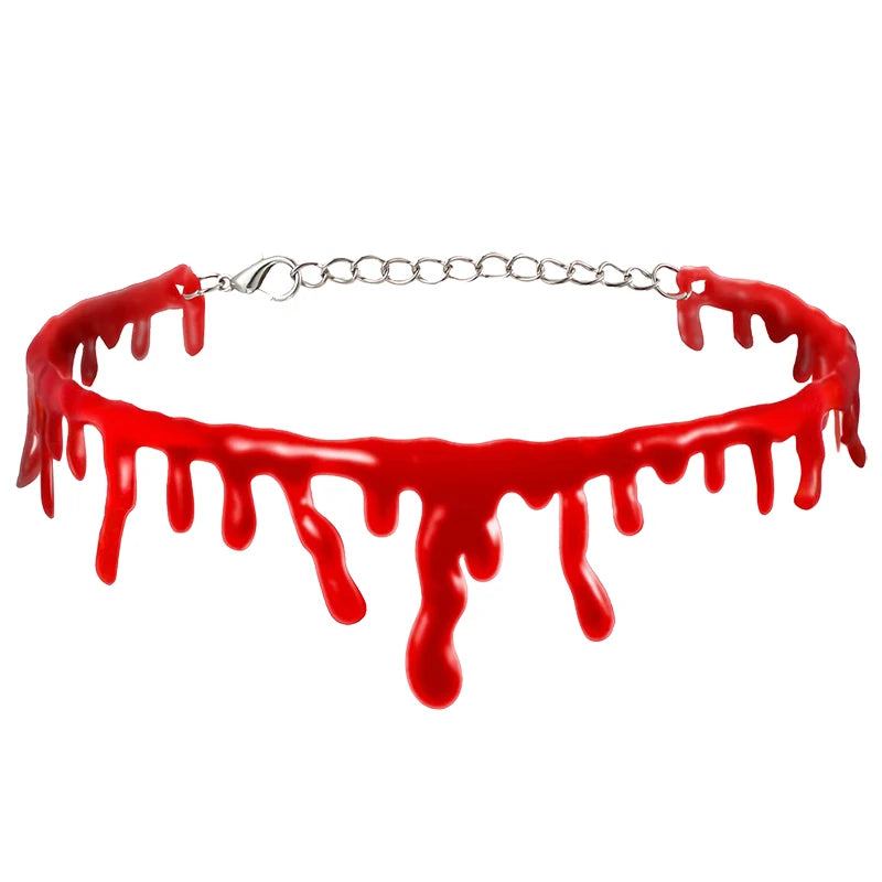 Halloween Dripping Blood Necklace Horror Vampire Bloody Choker ForHalloween