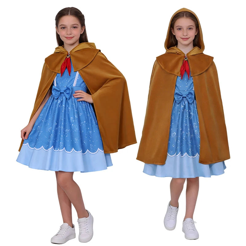 Stranger Retro Fantasy Girl Cosplay Costume Hooded Cloak Dress Scarf Stage Performance Disguise